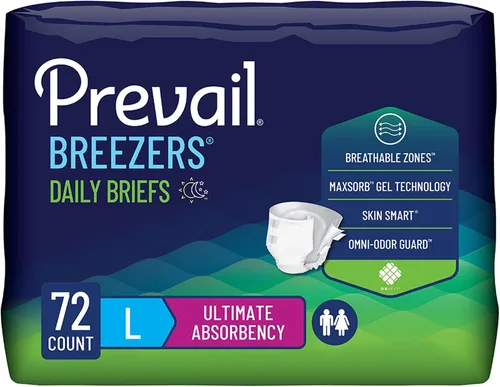 Vista 12 de Prevail Breezers Briefs, Incontinence, Disposable, Ultimate Absorbency, Large, 18 Count, 1 Pack