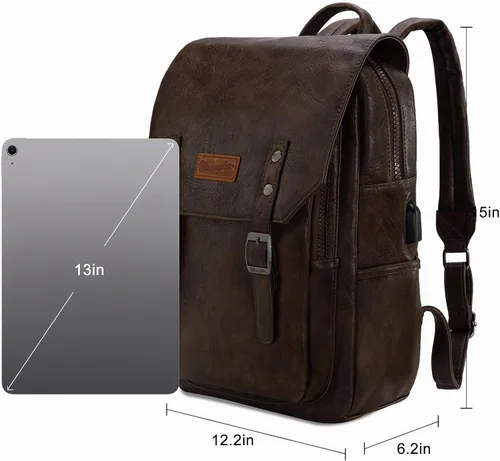 Vista 4 de Montana West × Wrangler Bolso mochila de cuero vegano de moda unisex, Café (Coffee1), Classic