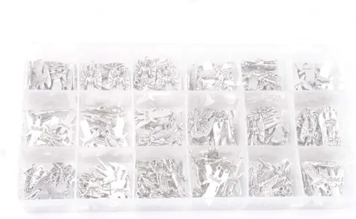Vista 6 de ChangJin - Una caja de 180 dijes de ángeles de metal plateado envejecido para hacer joyas en almacenamiento (7 estilos), Metal, No es una piedra