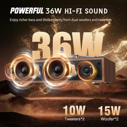 Vista 12 de 1 BY ONE Tocadiscos totalmente automático, tocadiscos de vinilo todo en uno con función de repetición automática, control remoto, altavoces