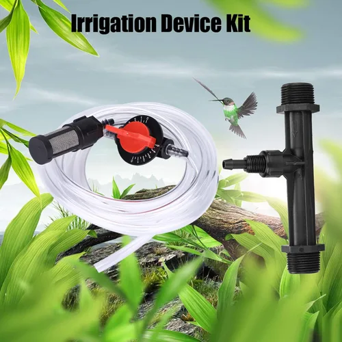 Vista 2 de Inyector de fertilizante, Kit de dispositivo de riego de jardín, Kit de tubo de agua con interruptor de inyector de fertilizante G3/4, kit