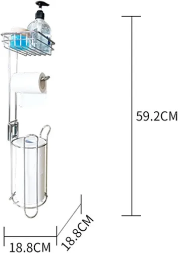 Vista 2 de Estante de baño de metal para papel higiénico, estante movible, estante de pañuelos Freetanding, estante organizador de piso, estante organizador