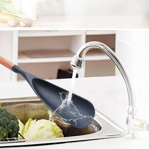 Vista 5 de Cuchara de cocina para utensilios de cocina antiadherentes, cuchara de espátula multifunción, ideal tanto para cocinar como para servir, cuchara