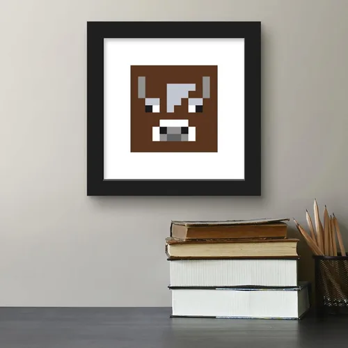 Vista 5 de Trends International Gallery Pops Minecraft: Pixeles icónicos - Mobs - Arte de pared de vaca, versión enmarcada en negro, 12 x 12 pulgadas
