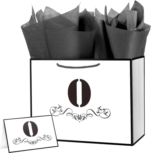 Vista 33 de ysmile Bolsa de regalo de letras con papel de envoltura para hombres, mujeres, niños y niñas, bolsa de papel grande de 16 pulgadas, color blanco