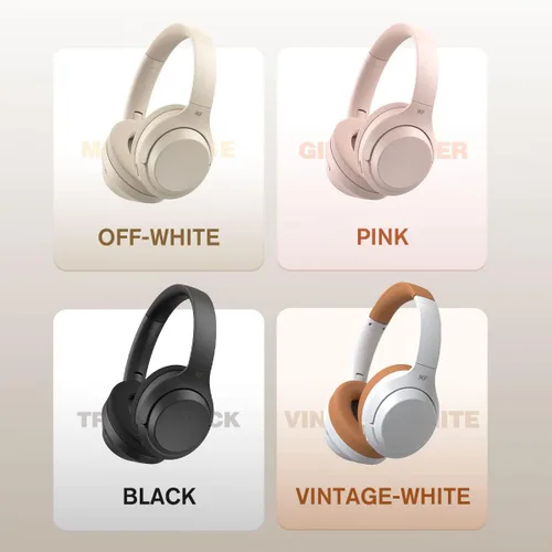 Vista 8 de iKF T1 Auriculares inalámbricos sobre la oreja, tiempo de reproducción de 50 horas, graves profundos, plegables Bluetooth Multi-Point