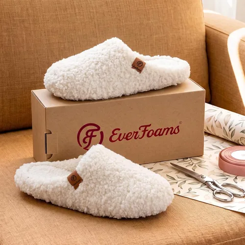 Vista 3 de EverFoams - Zapatillas de casa para mujer, suaves y cómodas, con espuma viscoelástica, para interior Beige