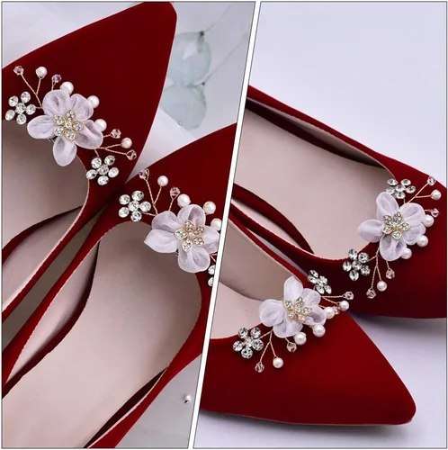 Vista 7 de Holibanna 1 par de hebilla de zapato decorativo flor zapatos accesorios para zapatos nupcial floral clip zapatos decoraciones elegantes zapatos