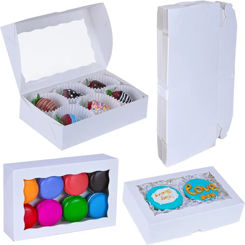Vista 7 de Paquete de 10 Cajas Completamente Transparentes para Fresas Cubiertas de Chocolate 8x5x2 Pulgadas Cajas para Galletas Cajas para Mini Pasteles Bundt