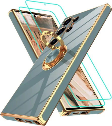 Vista 301 de Funda para Motorola Moto G 5G 2024: Funda Moto G Play 5G 2024 con 2 piezas de protectores de pantalla, soporte de anillo de rotación de 360°