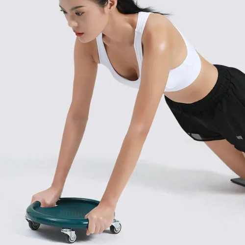 Vista 6 de Rueda de rodillo abdominal, equipo de ejercicio abdominal con rodilleras, tabla de rueda abdominal multifuncional para mujer, rotación de 360°