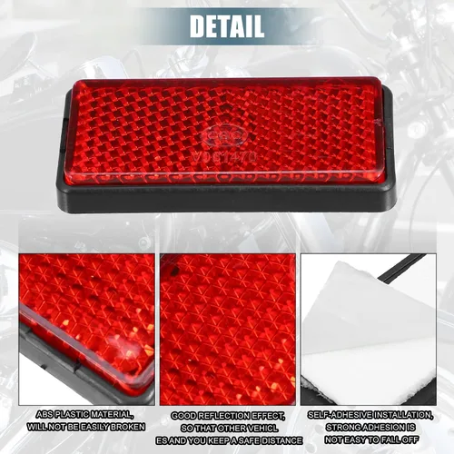Vista 3 de X AUTOHAUX 6 piezas Reflectores rectangulares adhesivos de seguridad para radios reflectantes autoadhesivos para postes de puerta, autos, remolques