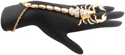 Vista 2 de Scorpion Adjustable Finger Ring and Slave Hand Chain Bracelet One Size Fits All (F-265)