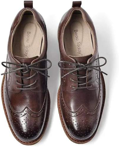 Vista 3 de Beau Today - Zapatos de piel Oxford con cordones para mujer