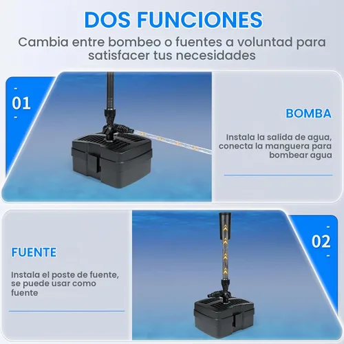 Vista 2 de Anbull Bomba sumergible de fuente de filtro de estanque todo en uno 660GPH