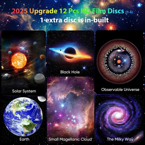 Vista 3 de Proyector Galaxy para dormitorio versión Pro, proyector de estrella de disco de película mejorado para niños, proyector de planetario 12 en 1