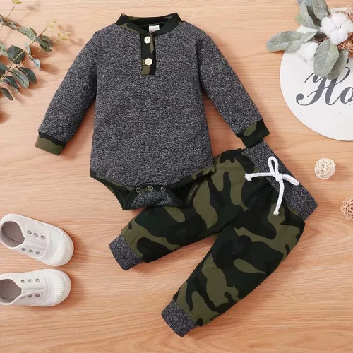 Vista 2 de Tepuce Ropa para bebé niño, conjunto de 2 piezas para otoño e invierno