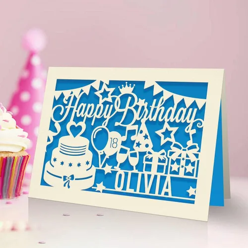 Vista 2 de Tarjeta de Cumpleaños Personalizada de Papel Cortado con Láser Tarjetas de Felicitación Regalo Personalizado de Cumpleaños Tarjeta Terminada a
