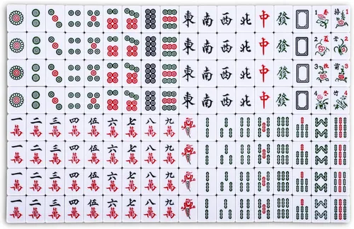 Vista 7 de drizzle Juego de Mahjong Chino - 146 Azulejos de Tamaño Medio de 1.3 Pulgadas con Instrucciones - Juego Profesional de Mah Jong Verde [專業中式麻將]