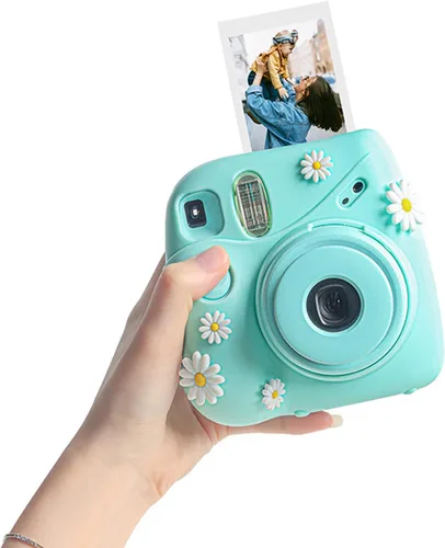 Vista 4 de Funda de silicona para Fujifilm Instax Mini 7+7 Plus piel de cámara instantánea, funda protectora con correa de hombro ajustable