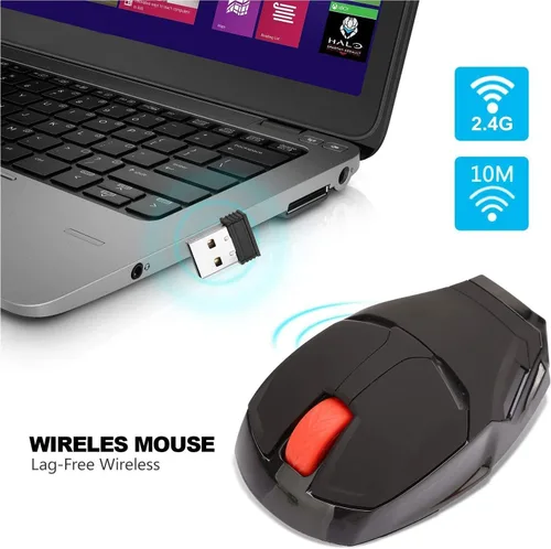 Vista 4 de Mikayoo Ratón inalámbrico ergonómico, Cool Mice 2.4G Ratón portátil móvil para computadora con receptor nano USB para notebook, PC, laptop