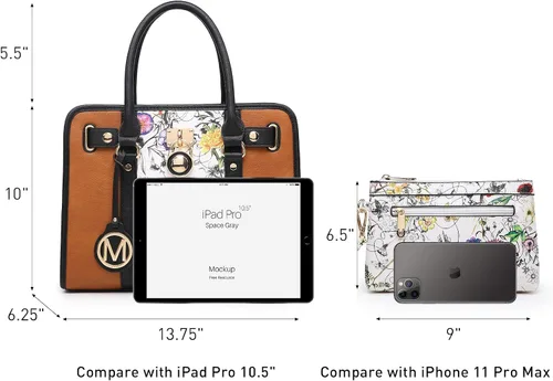 Vista 4 de MKP - Bolso de mano para mujer, dos tonos, con asa superior, juego de 2 unidades, con cartera de muñeca a juego Two tone, Top Handle, Set 2pcs