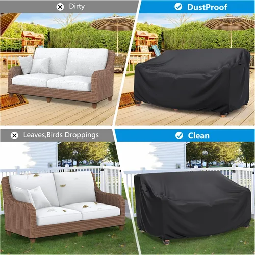 Vista 6 de Funda para Sofá de Patio de Servicio Pesado Impermeable, Mrrihand Funda para Sofá Loveseat de Exterior de 2 Plazas, Funda para Muebles de Patio