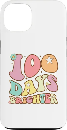 Vista 7 de 100 Days Brighter Happy 100th Day of School Groovy Kids Girl Case for iPhone XR