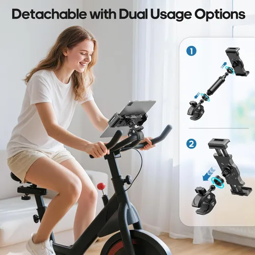 Vista 4 de KDD Soporte para iPad para soporte de micrófono, soporte ajustable para tableta y teléfono para soporte de música de micrófono, soporte de manillar