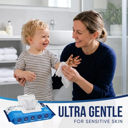 Vista 5 de Air Jungles Toallitas desechables de 150 unidades para adultos y niños, XL de 7 x 7 pulgadas con aloe vera y vitamina E para piel sensible