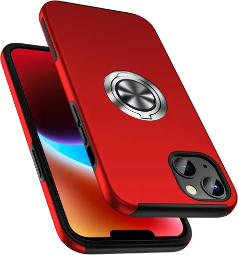 Vista 14 de Funda a prueba de golpes para iPhone 14 de 6.1 pulgadas, [anillo de dedo integrado] funda de teléfono de grado militar con soporte de metal Negro
