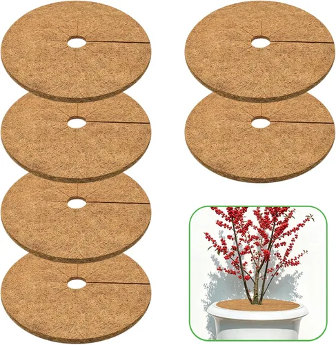 Vista 13 de ZeeDix Pack de 10 anillos de mantillo de fibra de coco, anillo de mantillo de coco coir de 6 pulgadas, protector de árbol 100% natural, anillo