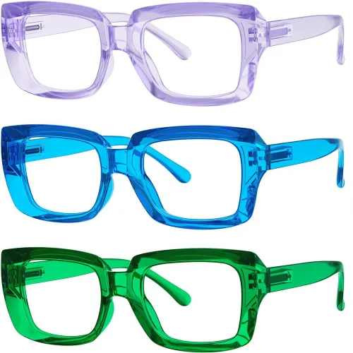 Vista 25 de Eyekepper - Juego de 4 gafas elegantes para mujer, anteojos cuadrados de gran tamaño para mujer