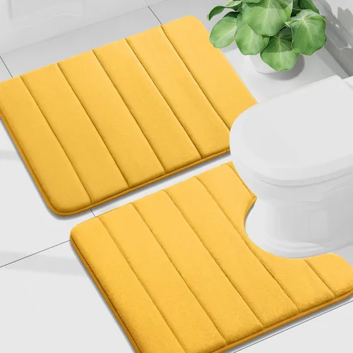 Vista 80 de Buganda Juego de 2 alfombras y tapetes de baño de espuma viscoelástica, lavables a máquina, suaves, antideslizantes, absorbentes, para baño, ducha