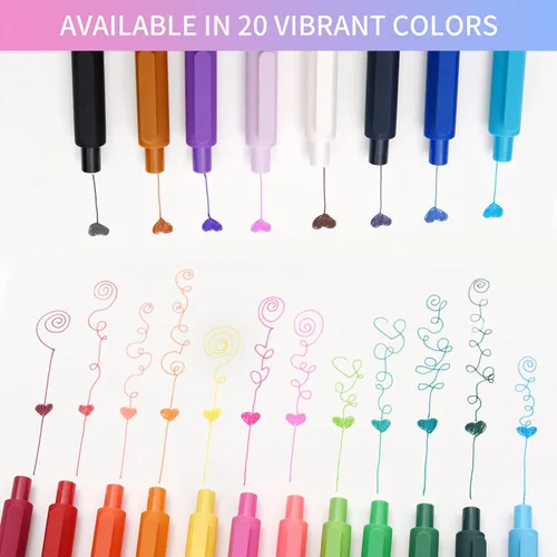 Vista 4 de Bolígrafos de gel retráctiles, 20 colores surtidos