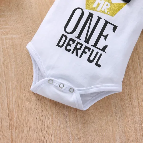 Vista 5 de Ropa divertida para el primer cumpleaños para bebé, ropa para bebé, corbatín, diseño de dinosaurio, conjunto de pantalones con tirantes