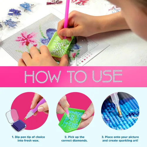 Vista 4 de Craft Fusion Herramientas y accesorios de pintura de diamantes, kits de arte de diamantes para adultos y niños, suministros de arte de gemas