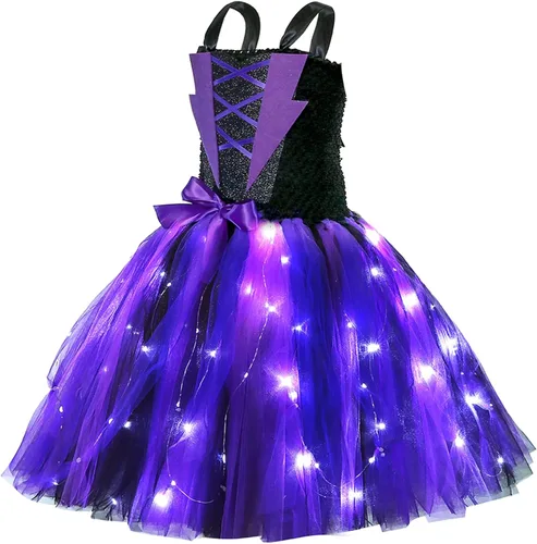 Vista 4 de Tempura Conjunto de disfraz de payaso de Halloween para niñas y niñas, vestido de tul, cuchillo, calcetines, guantes, horquilla, juegos para fiestas