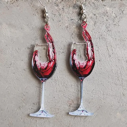 Vista 2 de Aretes de taza de cerveza de simulación 3D realistas, aretes colgantes de copa de vino en miniatura para mujeres y niñas, joyería de oreja de comida