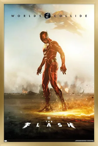 Vista 19 de DC Comics Movie The Flash - Póster de pared de una hoja, 34 pulgadas de largo x 22.4 pulgadas de ancho, versión enmarcada en negro Versión con marco