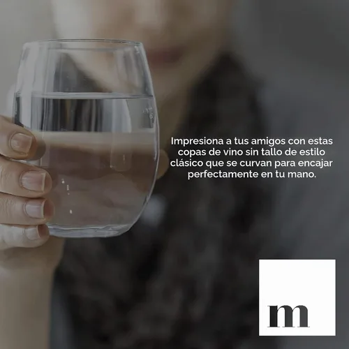 Vista 8 de Copas de Vino Sin Tallo, Juego de 4 Copas de Vino Sin Tallo de 15 onzas para Vino Tinto y Blanco, Copas de Beber con Borde Duradero Resistente al