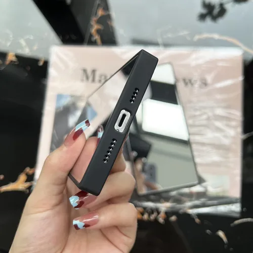 Vista 7 de Compatible con iPhone 13, funda rectangular con espejo, bonita para mujeres y niñas, diseño de espejo de cristal de maquillaje, diseño de moda