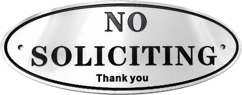 Vista 6 de Placa autoadhesiva de aluminio con texto en inglés "No Soliciting Thank You", color negro y dorado, 5.5 x 2.7 pulgadas