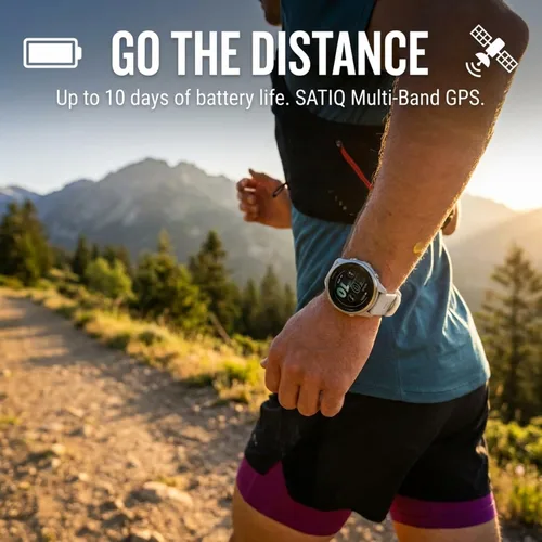 Vista 6 de Garmin Forerunner 570 42mm reloj inteligente avanzado GPS para correr y triatlón, pantalla AMOLED, entrenamiento y recuperación, aluminio azul
