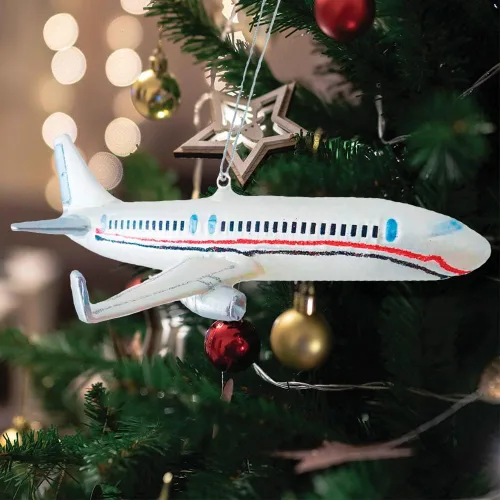 Vista 4 de Adorno de Navidad de vidrio de avión