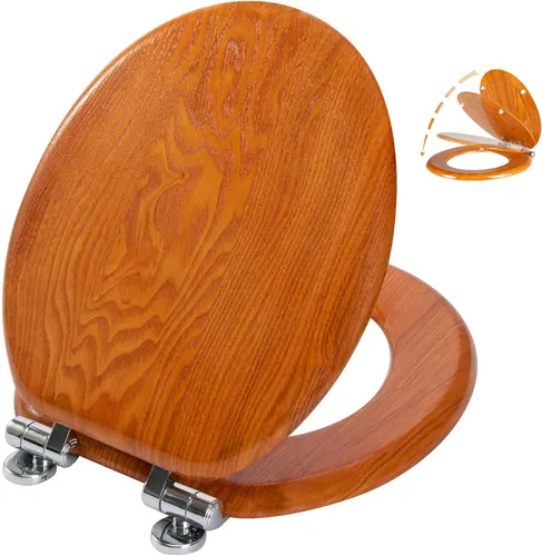 Vista 17 de Angel Shield Asiento de inodoro blanco de madera alargado con cierre silencioso 18.5" Bisagras de metal de liberación rápida, ajuste ajustable