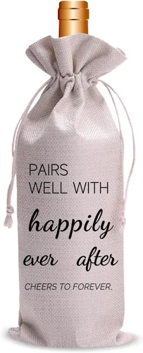 Vista 12 de Wedding Wine Bag for Mr & Mrs 2026 Reusable Champagne Bottle Holder, Anniversary & Bridal Shower Gift, Elegant Keepsake for Couples