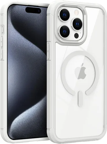 Vista 32 de Funda magnética para iPhone 13, compatible con MagSafe, protección de grado militar, parte trasera dura transparente y marco de TPU suave, funda
