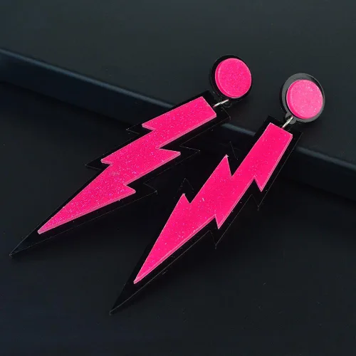 Vista 4 de Pendientes de neón para mujer, aretes retro delicados con gancho de gota de relámpago