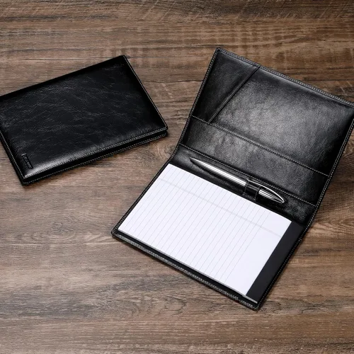 Vista 2 de Portafolios Junior de Cuero para Hombres y Mujeres con Presilla para Bolígrafo, Piel de Becerro Italiana, Carpeta Portafolio de Negocios